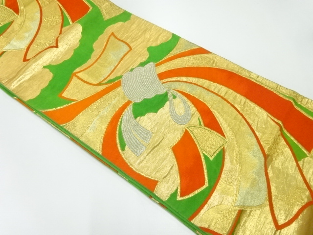 JAPANESE KIMONO / ANTIQUE FUKURO OBI / SILK / WOVEN NOSHI PATTERN